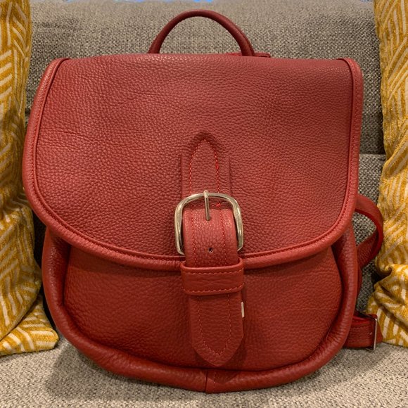 Stickman Leather Handbags - Stickman Leather Molly Penny Backpack in Pebbled Red NEW